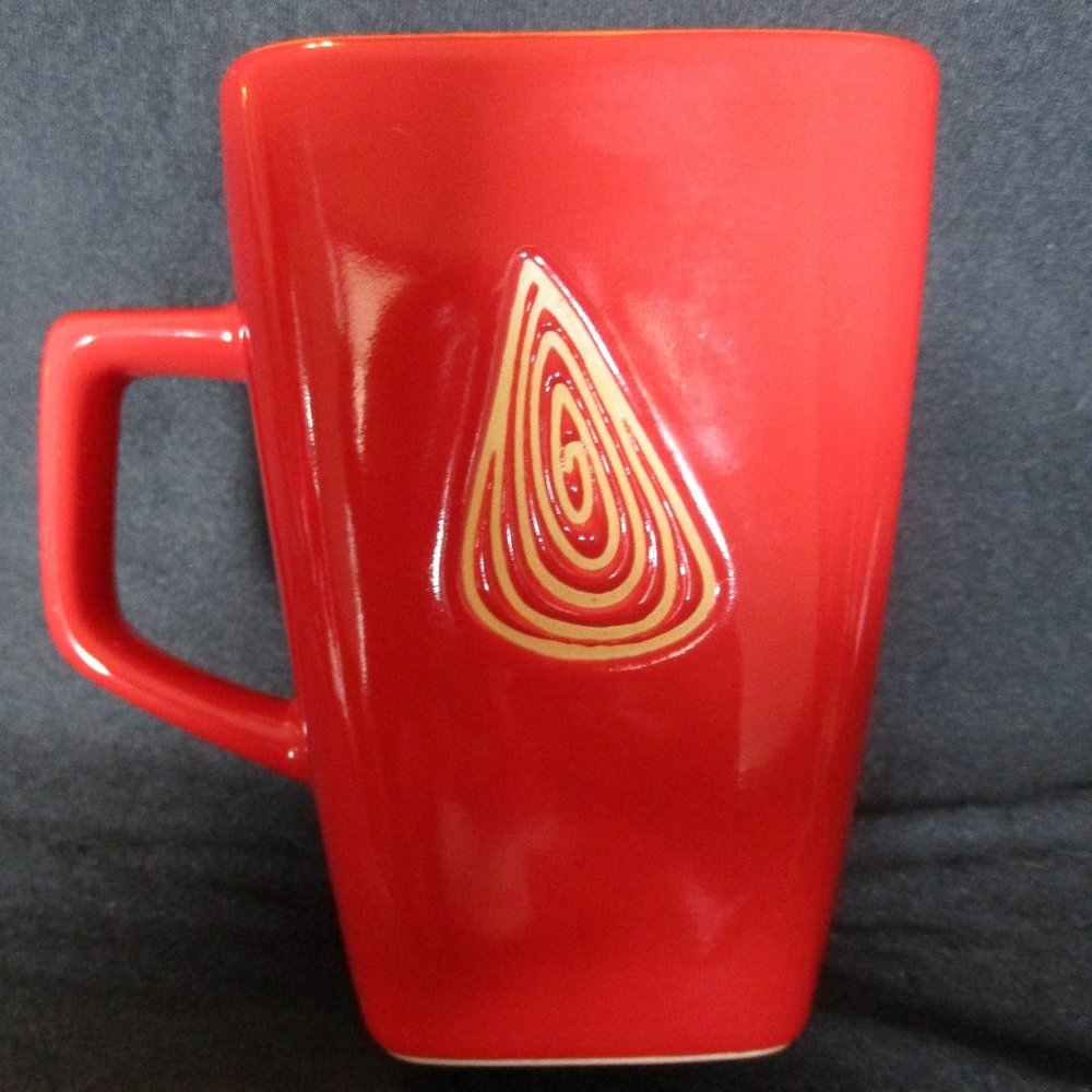Vintage Italy Disaronno Red And Orange Square Abstract Design Coffee Mug Cup